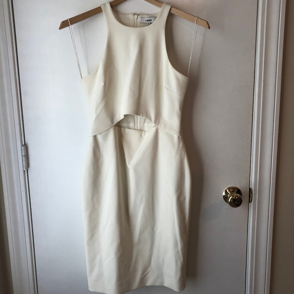 White Front Cut Out Likely Dress